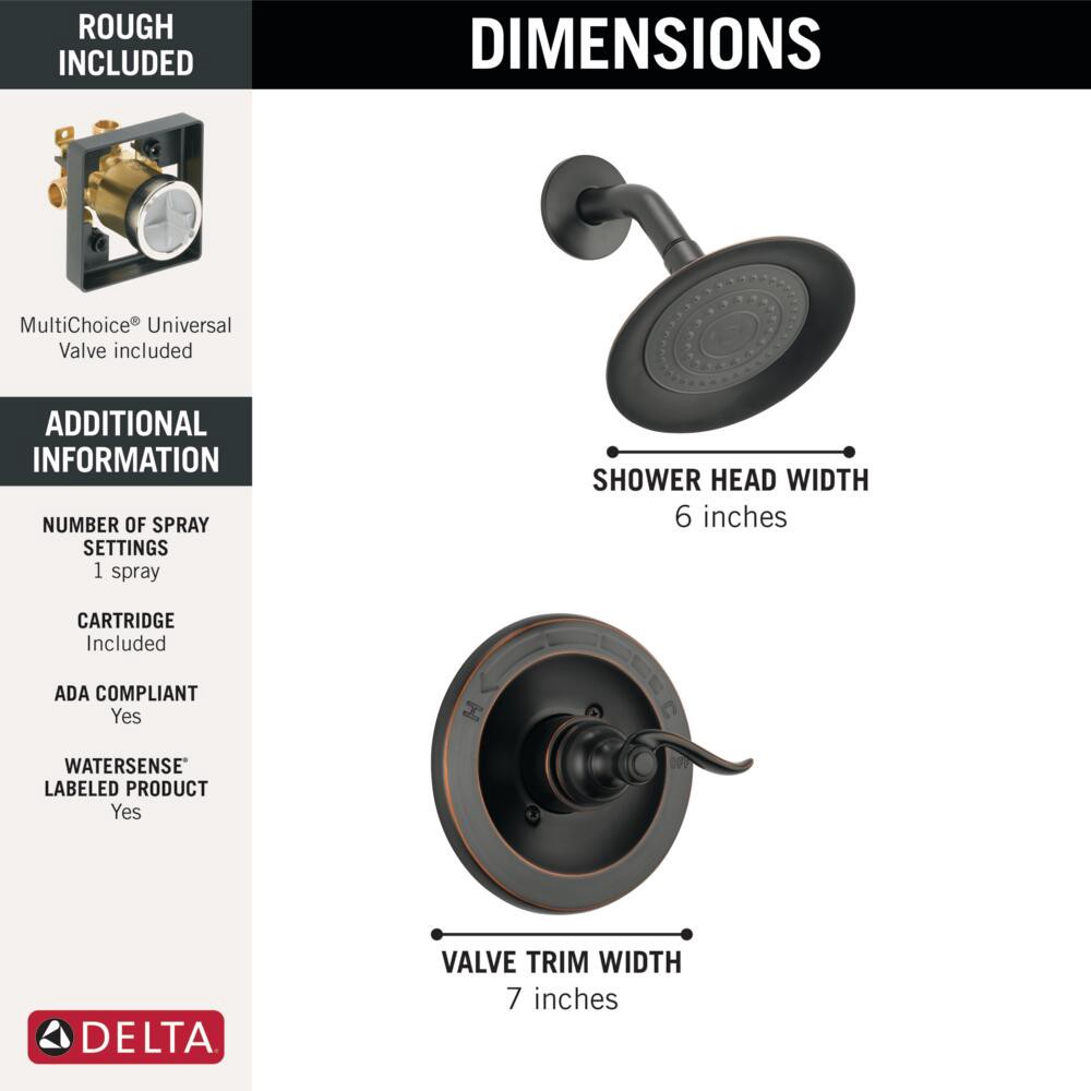 slide 3 of 6, Delta Windemere Oil Rubbed Bronze 1-handle 2.5000-in Round Shower Faucet with Valve (Single Function), 1 ct