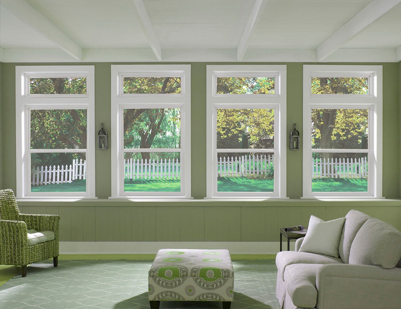 slide 5 of 6, RELIABILT 150 Series New Construction 35-1/2-in x 59-1/2-in x 3-1/4-in Jamb White Vinyl Low-e Argon Single Hung Window with Grids Half Screen Included, 1 ct