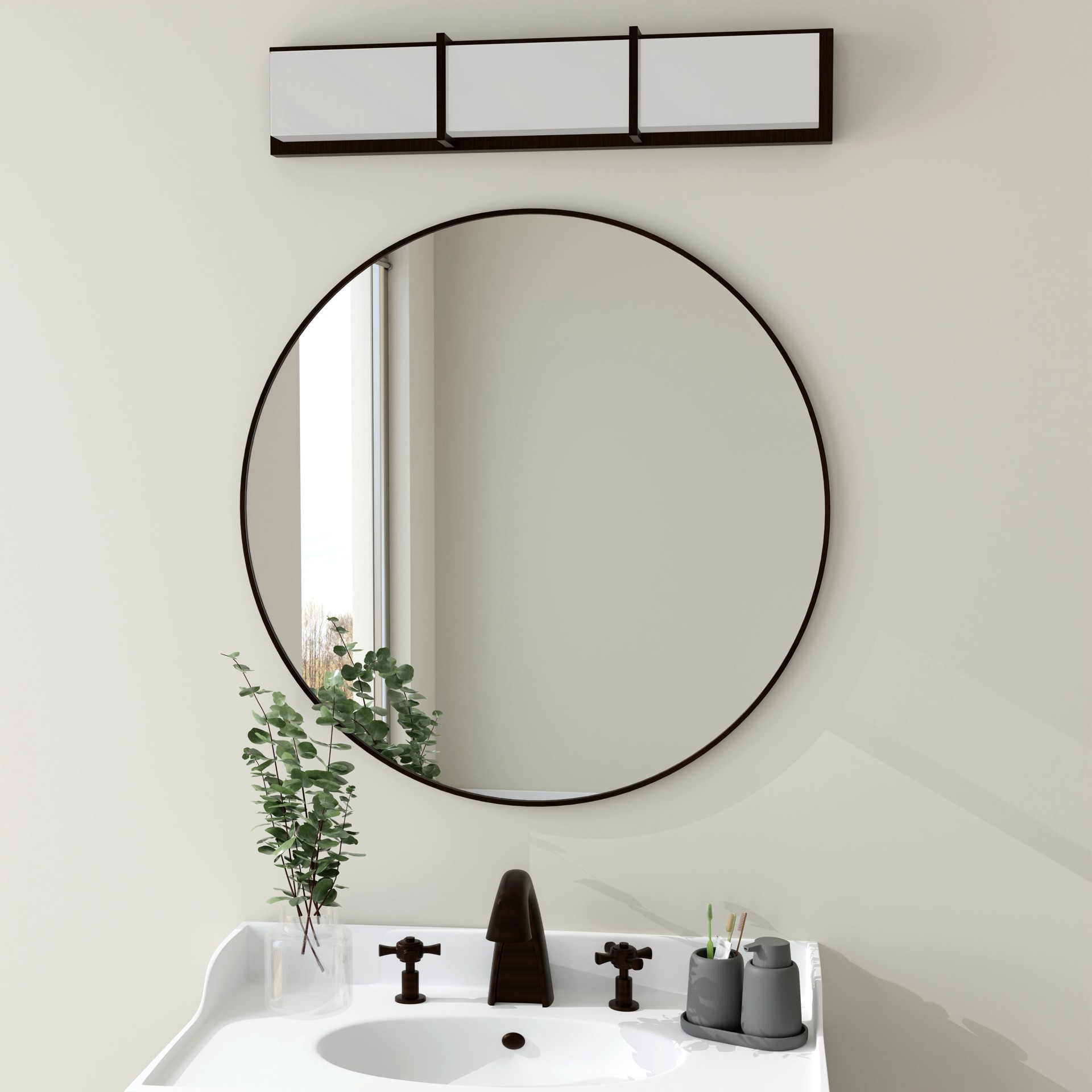 slide 5 of 6, Origin 21 Brighton 27-in 4 Light Bronze Integrated LED Modern/contemporary Bathroom Vanity light bar, 1 ct