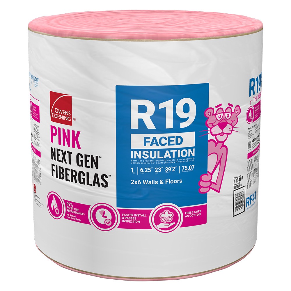 slide 1 of 6, Owens Corning R- 19 Kraft faced Fiberglass Roll Insulation 75.07-sq ft ( 23-in W x 39.2-ft L ) Individual pack, 1 ct