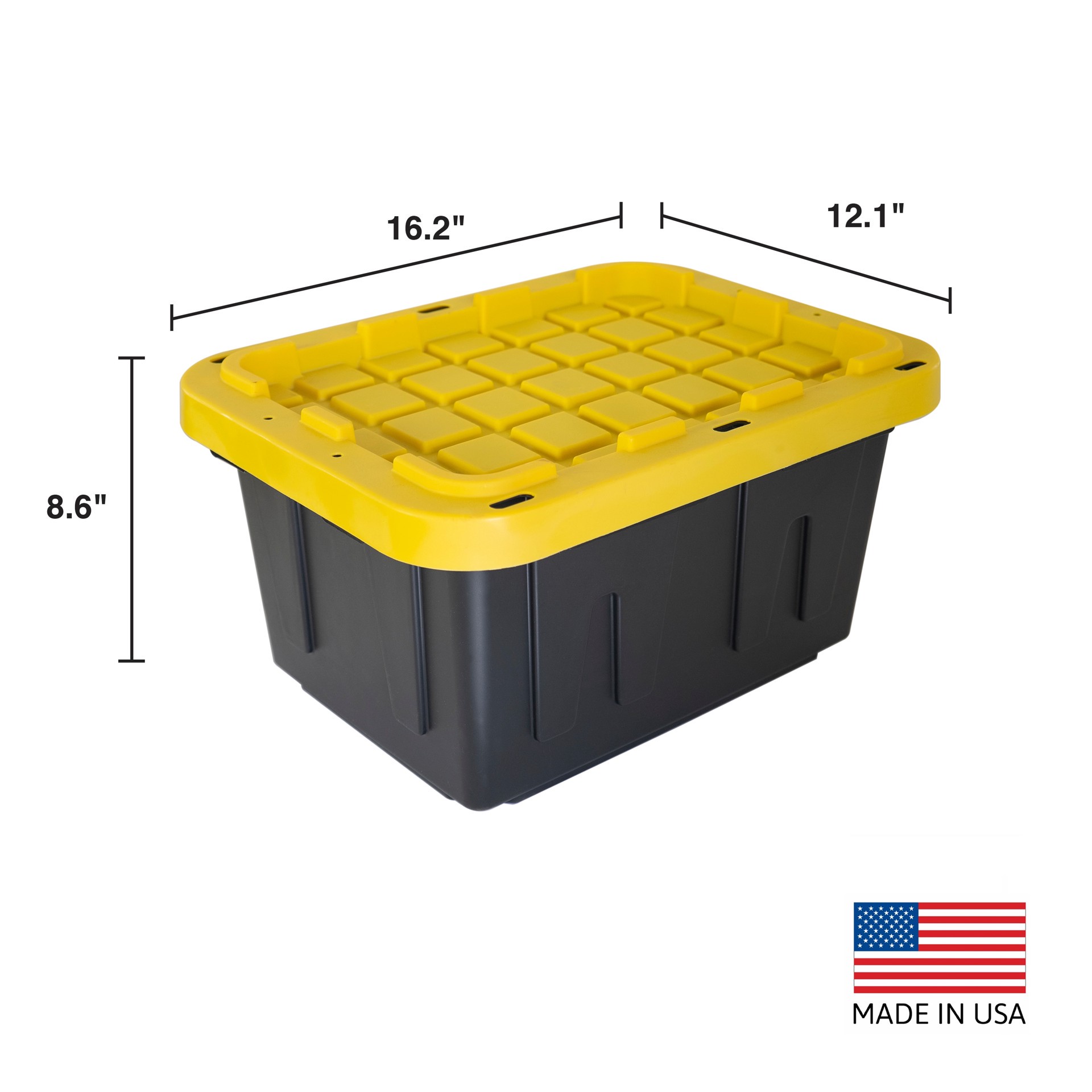 slide 3 of 6, Project Source Commander Small 5.0 -Gallons ( 20.0 -Quarts ) Black and yellow Heavy Duty Stackable Tote with Standard Snap Lid, 1 ct