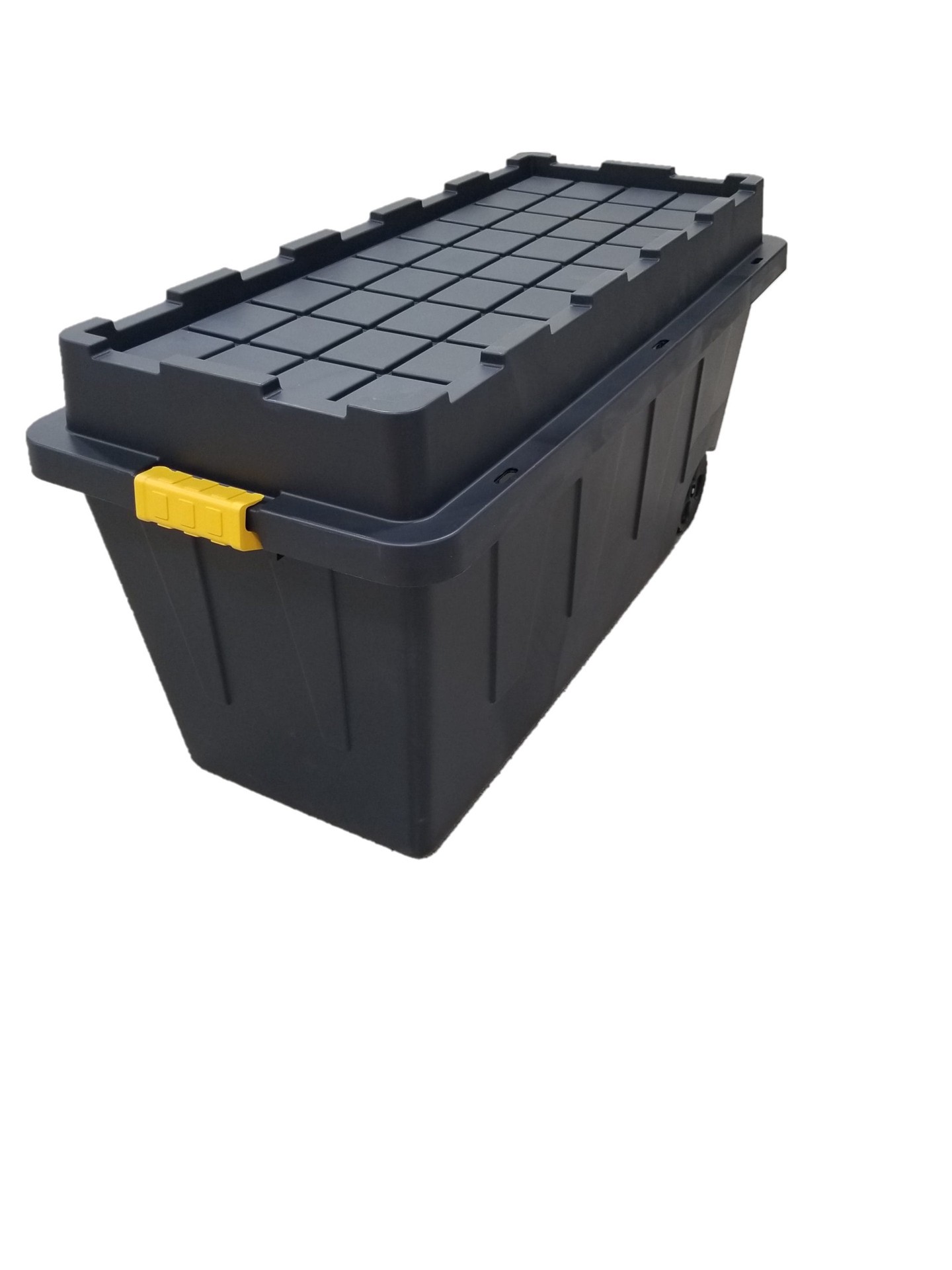 slide 2 of 6, Project Source Commander X-large 64 -Gallons ( 256 -Quarts ) Black Heavy Duty Rolling Stackable Tote with Latching Lid, 1 ct