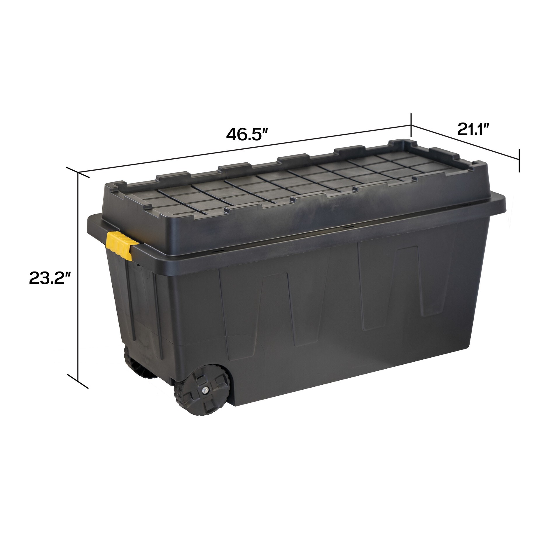 slide 3 of 6, Project Source Commander X-large 64 -Gallons ( 256 -Quarts ) Black Heavy Duty Rolling Stackable Tote with Latching Lid, 1 ct