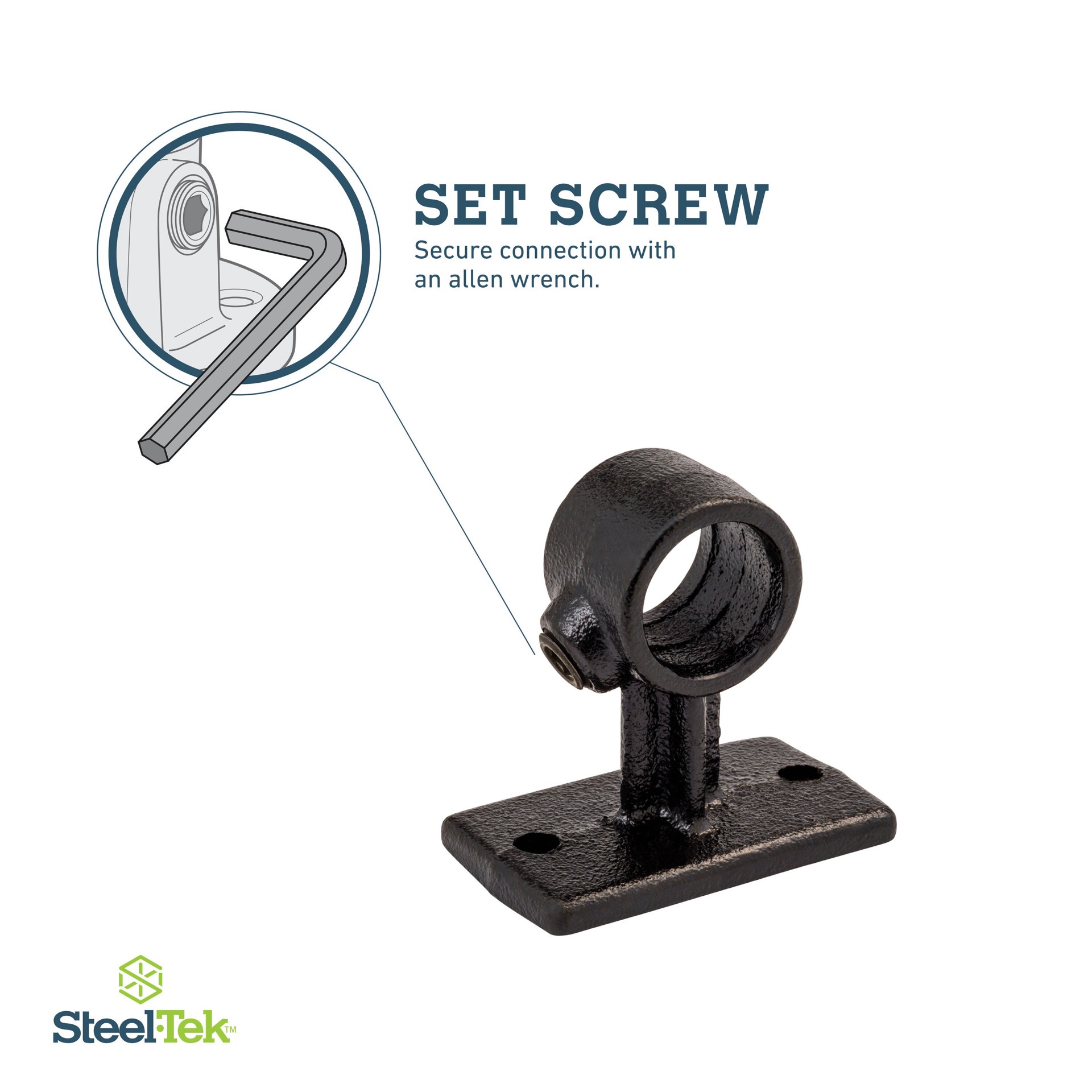 slide 5 of 6, SteelTek 3/8-in Structural Black Rail Support, 1 ct