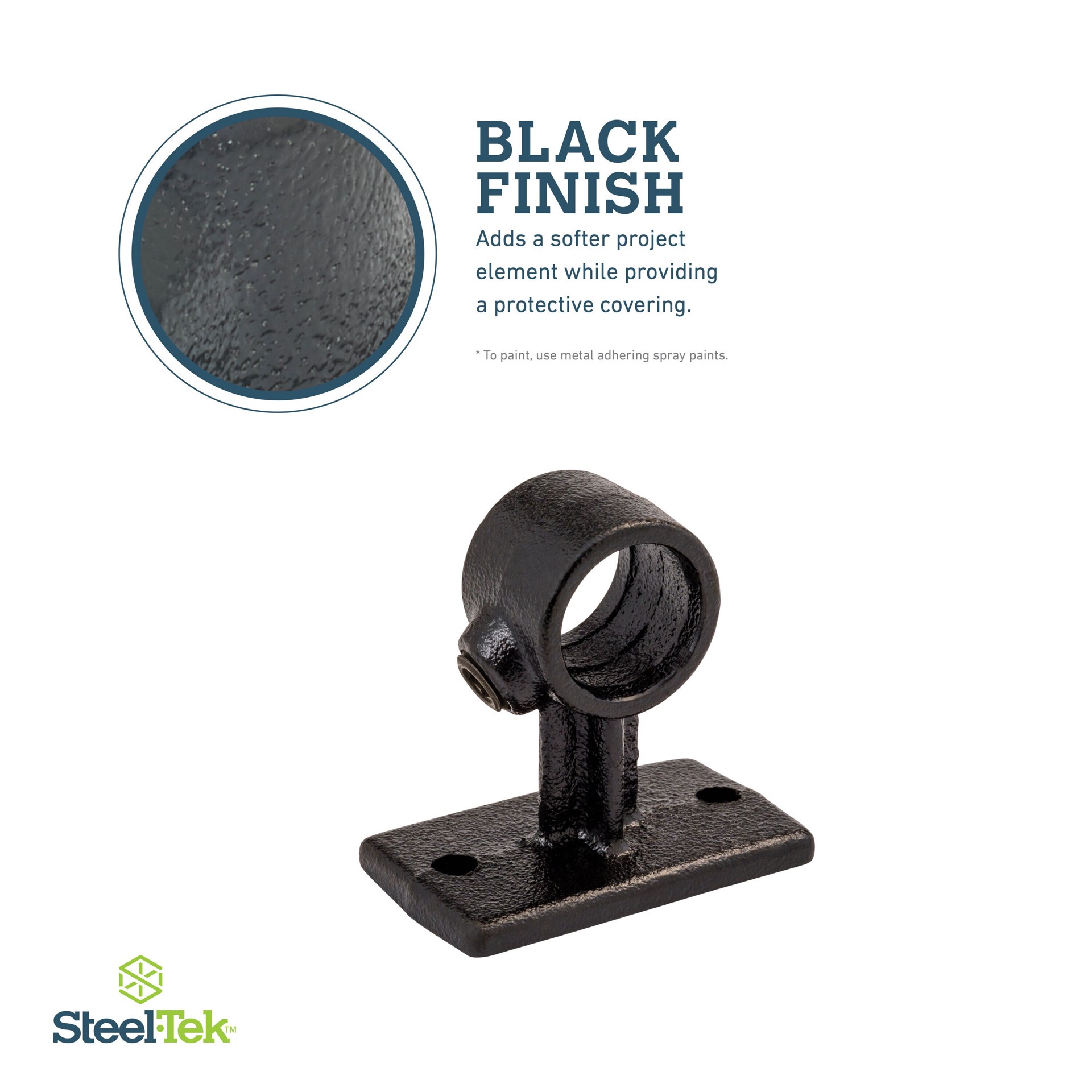 slide 6 of 6, SteelTek 3/8-in Structural Black Rail Support, 1 ct
