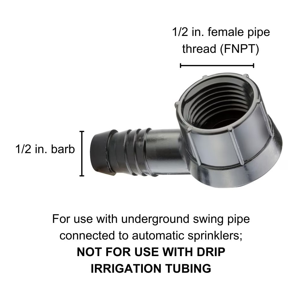 slide 2 of 6, Rain Bird Barbed x 1/2-in FNPT Flex pipe elbow, 1 ct