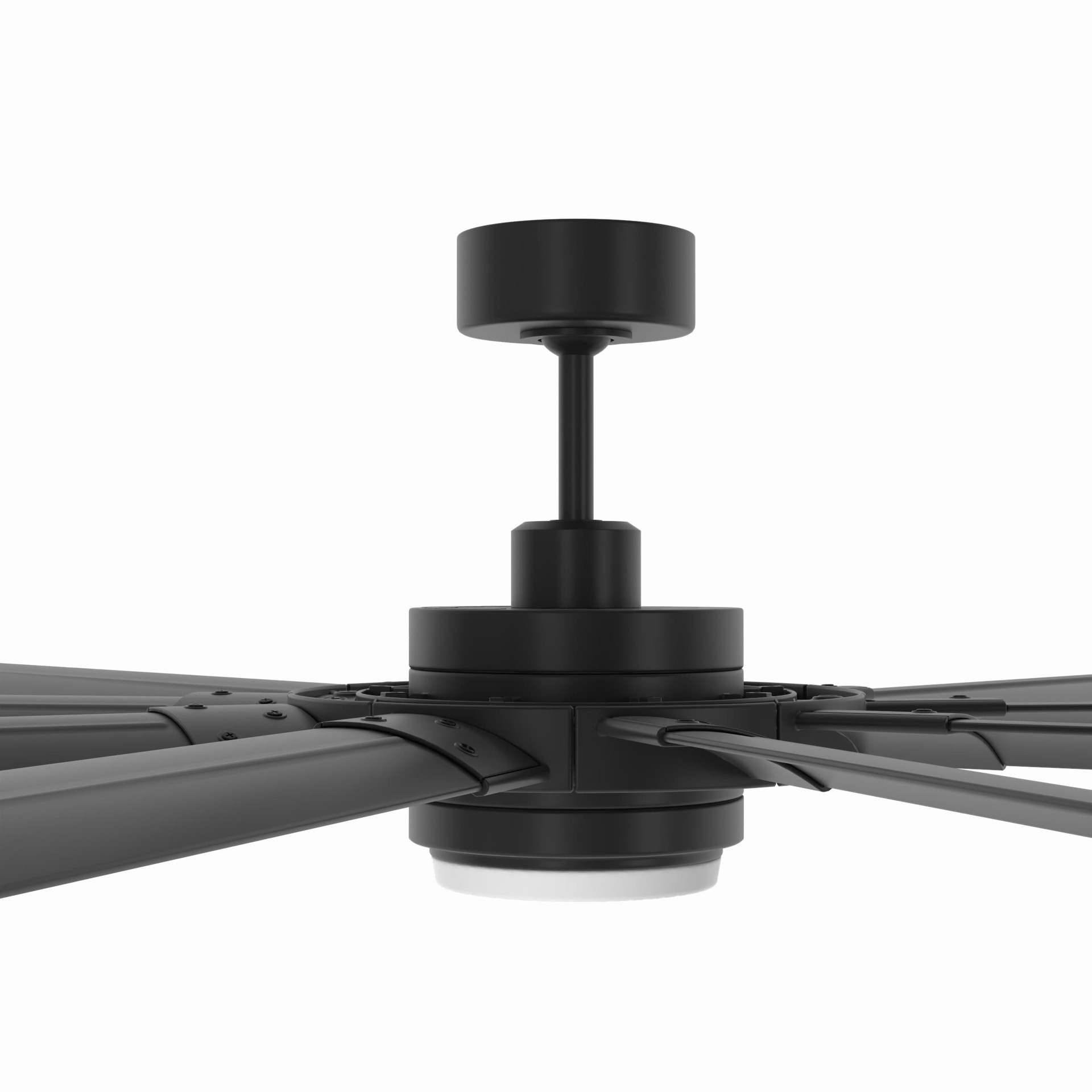 slide 2 of 6, Fanimation Studio Collection Slinger v2 72-in Matte Black with Black Blades Color-Changing Integrated LED Covered Outdoor Ceiling Fan With Light 9 -Blade, 1 ct