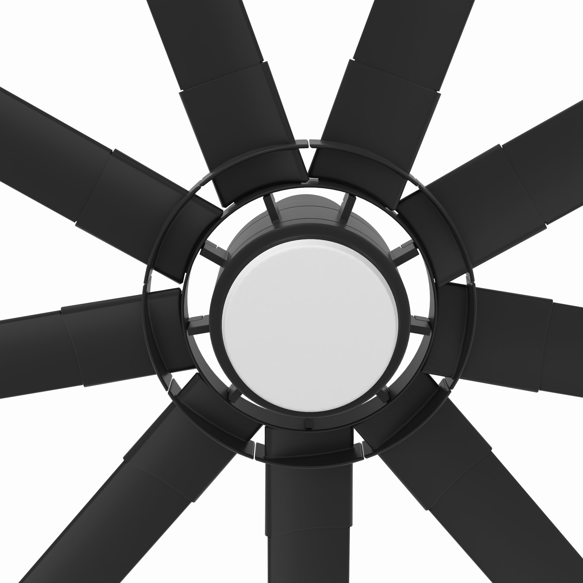 slide 3 of 6, Fanimation Studio Collection Slinger v2 72-in Matte Black with Black Blades Color-Changing Integrated LED Covered Outdoor Ceiling Fan With Light 9 -Blade, 1 ct