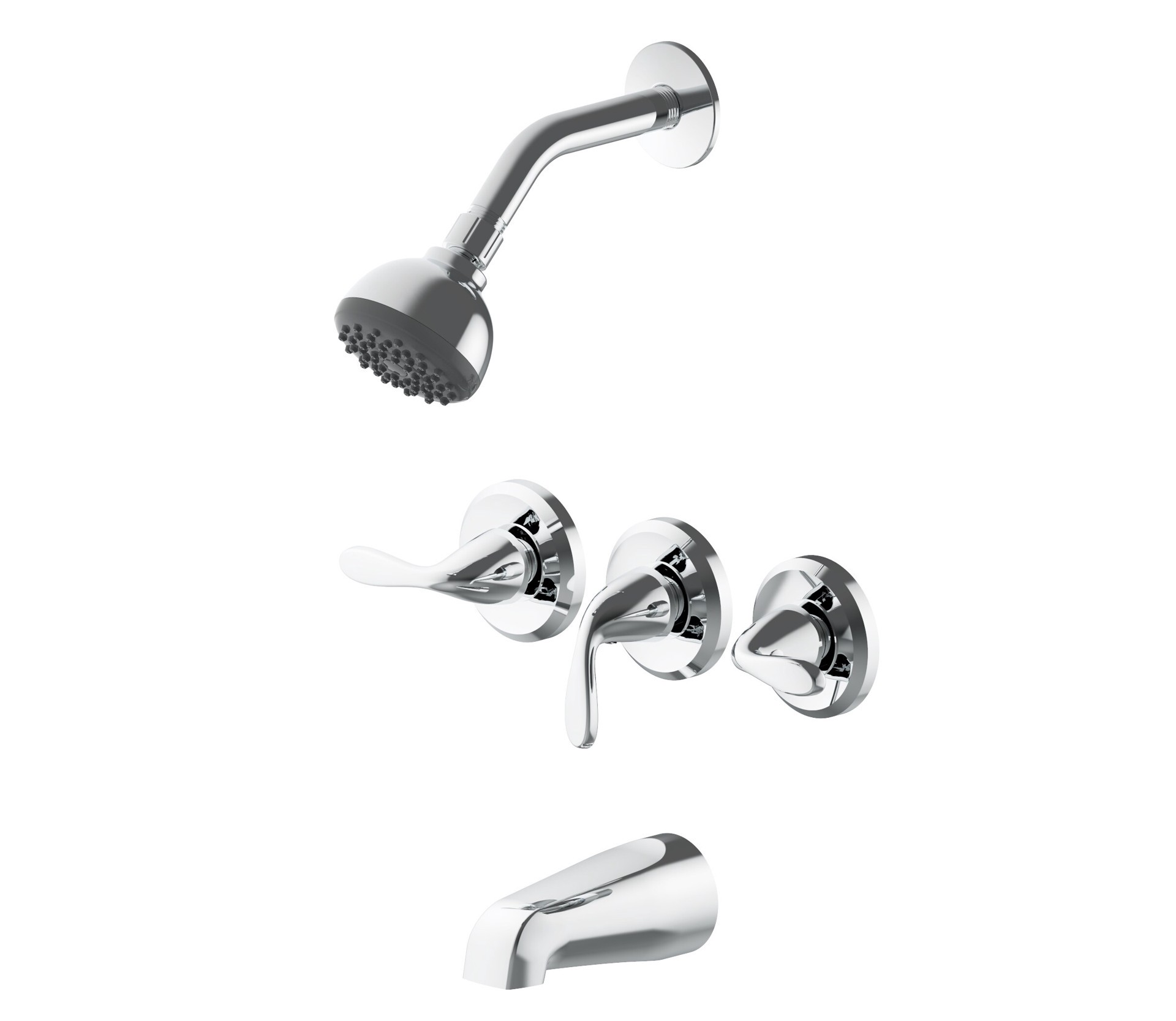 slide 2 of 6, Project Source Everfield Polished Chrome 3-handle 3.15-in Round Bathtub and shower Faucet with Valve (Single Function), 1 ct