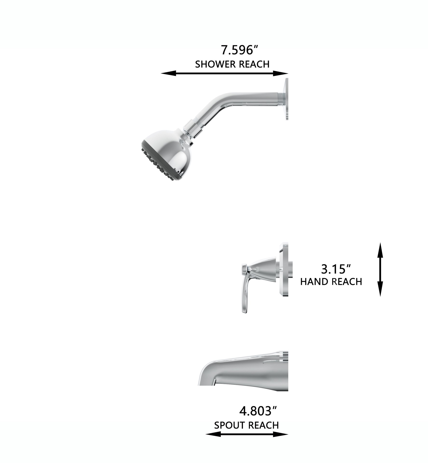 slide 4 of 6, Project Source Everfield Polished Chrome 3-handle 3.15-in Round Bathtub and shower Faucet with Valve (Single Function), 1 ct