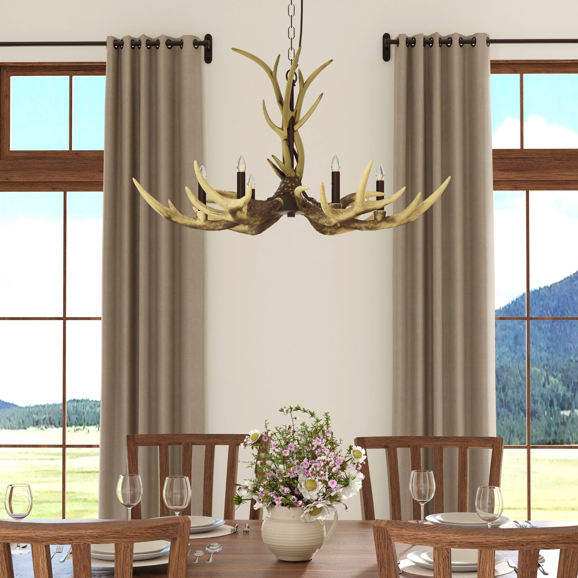 slide 4 of 6, allen + roth Fallow Ridge 6 -Light Bronze Rustic For Use in Bedrooms, Dining Rooms, Foyers, Living Rooms Chandelier, 1 ct