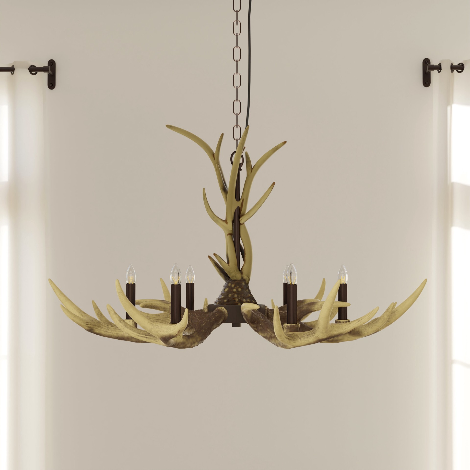 slide 1 of 6, allen + roth Fallow Ridge 6 -Light Bronze Rustic For Use in Bedrooms, Dining Rooms, Foyers, Living Rooms Chandelier, 1 ct