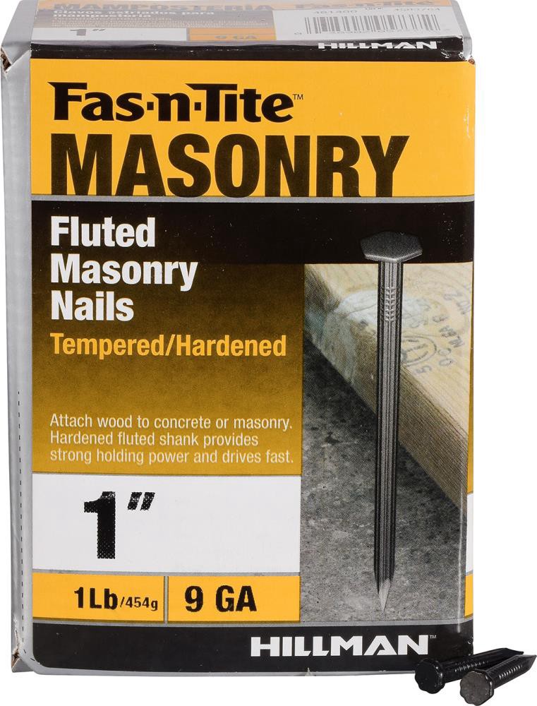 slide 3 of 6, Fas-n-Tite 1-in 9 -Gauge Bright Fluted Shank Masonry Nails 177 -Per Box, 1 ct