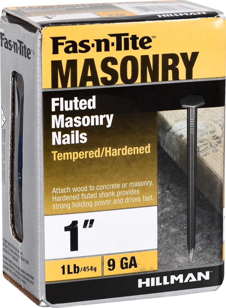 slide 4 of 6, Fas-n-Tite 1-in 9 -Gauge Bright Fluted Shank Masonry Nails 177 -Per Box, 1 ct