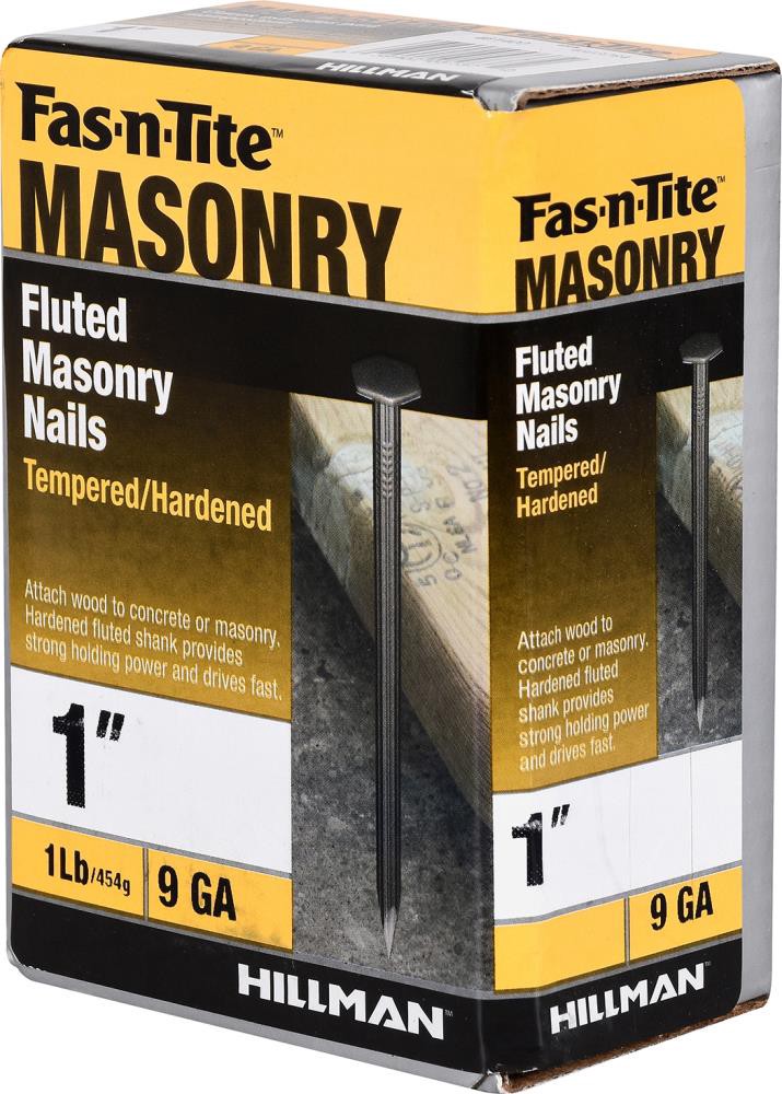 slide 5 of 6, Fas-n-Tite 1-in 9 -Gauge Bright Fluted Shank Masonry Nails 177 -Per Box, 1 ct