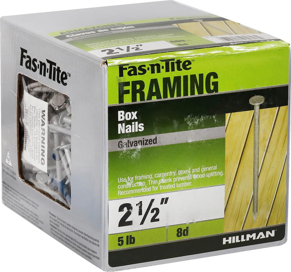 slide 4 of 6, Fas-n-Tite 2-1/2-in x 8d Galvanized Smooth Shank Box nails ( 689 -Per Box ), 1 ct
