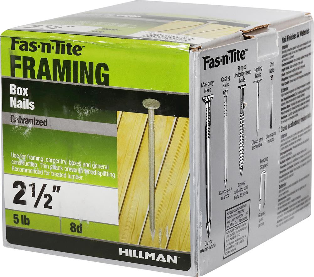 slide 5 of 6, Fas-n-Tite 2-1/2-in x 8d Galvanized Smooth Shank Box nails ( 689 -Per Box ), 1 ct