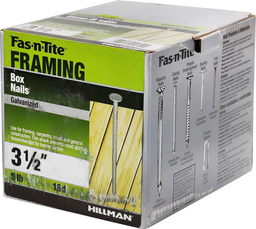 slide 5 of 6, Fas-n-Tite 3-1/2-in x 16d Galvanized Smooth Shank Box nails ( 337 -Per Box ), 1 ct