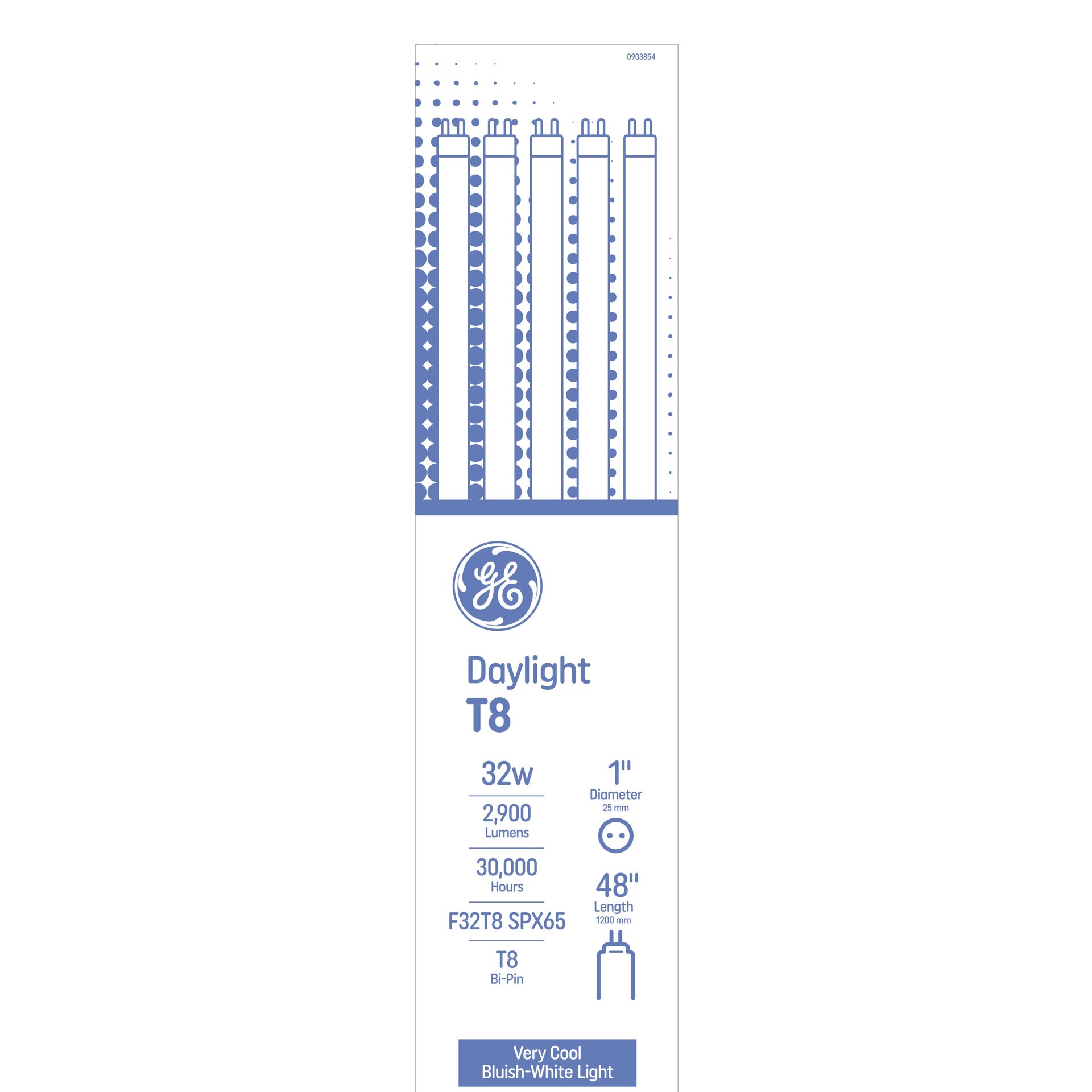 slide 1 of 6, GE 32-Watt EQ T8 Daylight Medium Bi-pin (t8) Fluorescent Light Bulb (12-Pack), 1 ct