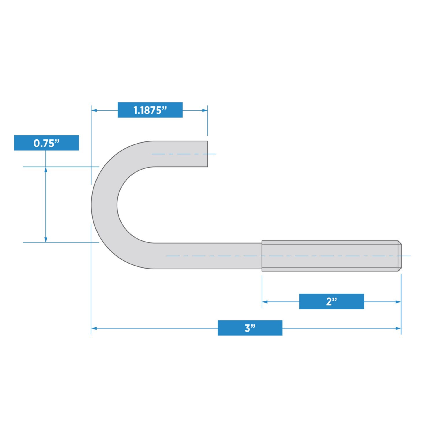 slide 6 of 6, National Hardware 5/16-in 5/16-in x 3-in Zinc-plated Interior/Exterior Coarse Thread J-Bolt Bolt, 1 ct