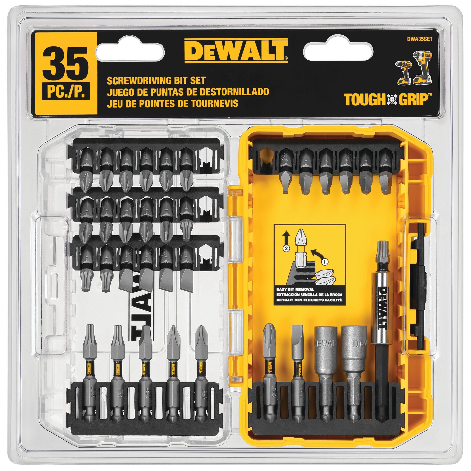 slide 1 of 6, DEWALT Tough Grip Screwdriver Bit Set (35-Piece), 1 ct