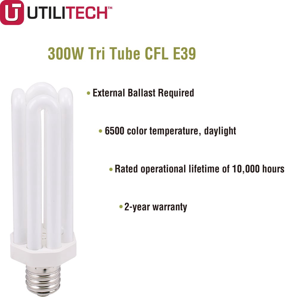 slide 3 of 4, Utilitech Tri-Tube 300 -Watt EQ Daylight CFL General purpose Light Bulb, 1 ct
