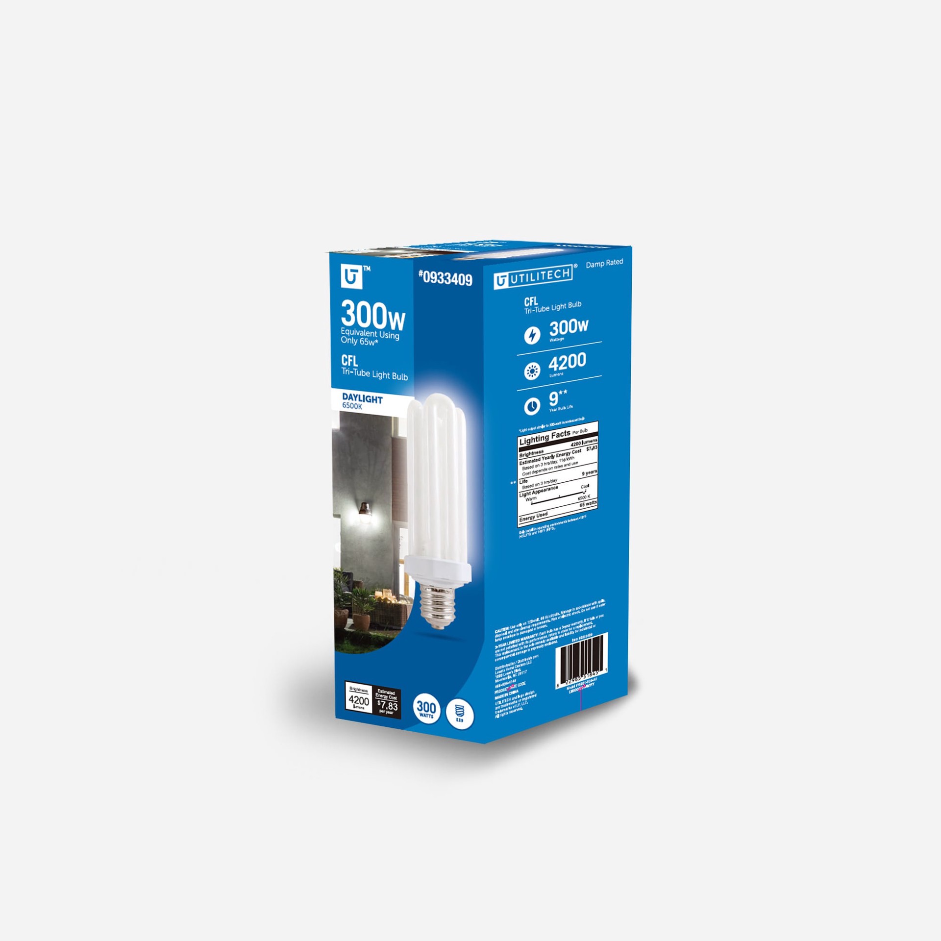 slide 1 of 4, Utilitech Tri-Tube 300 -Watt EQ Daylight CFL General purpose Light Bulb, 1 ct