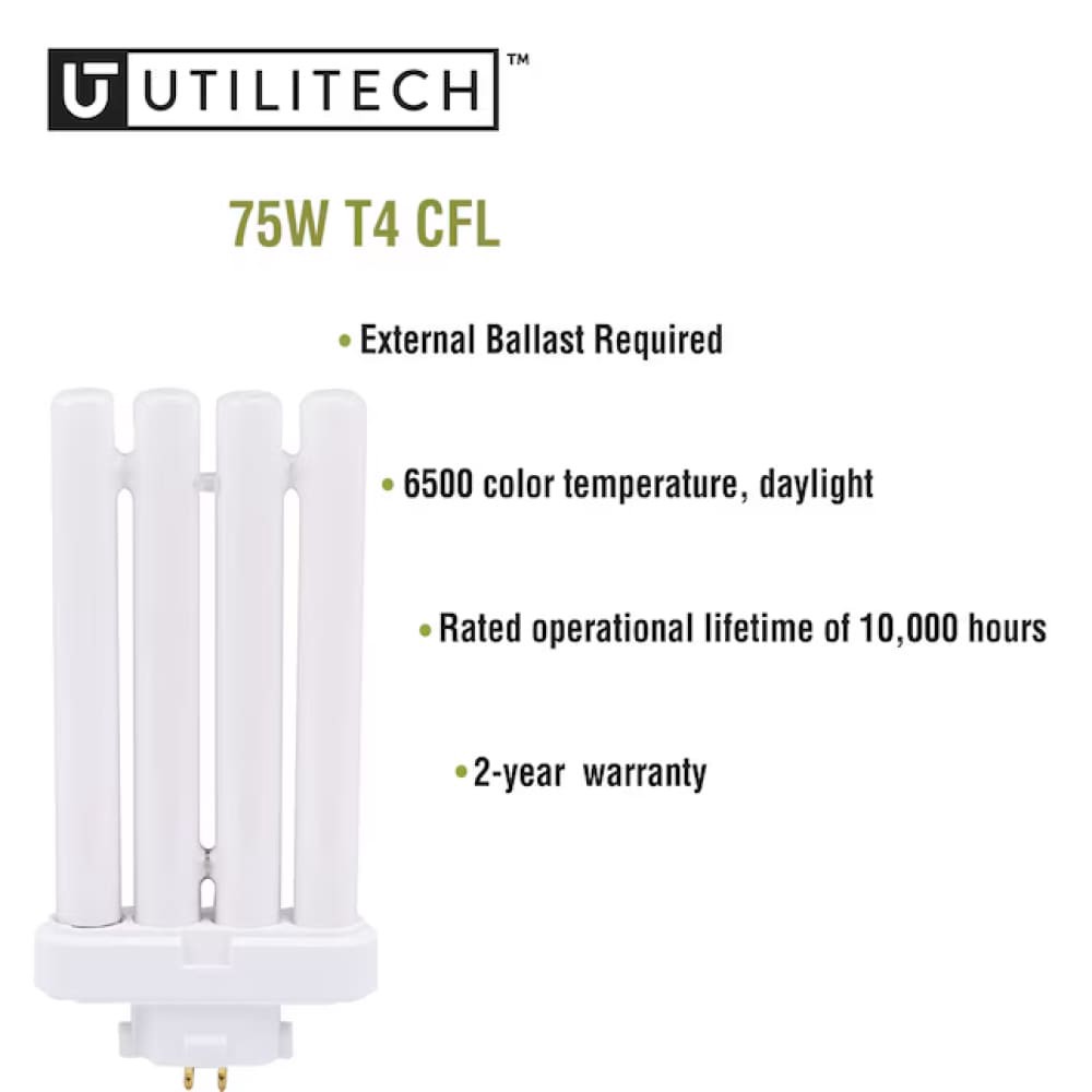 slide 3 of 4, Utilitech 75 -Watt EQ Daylight CFL General purpose Light Bulb, 1 ct