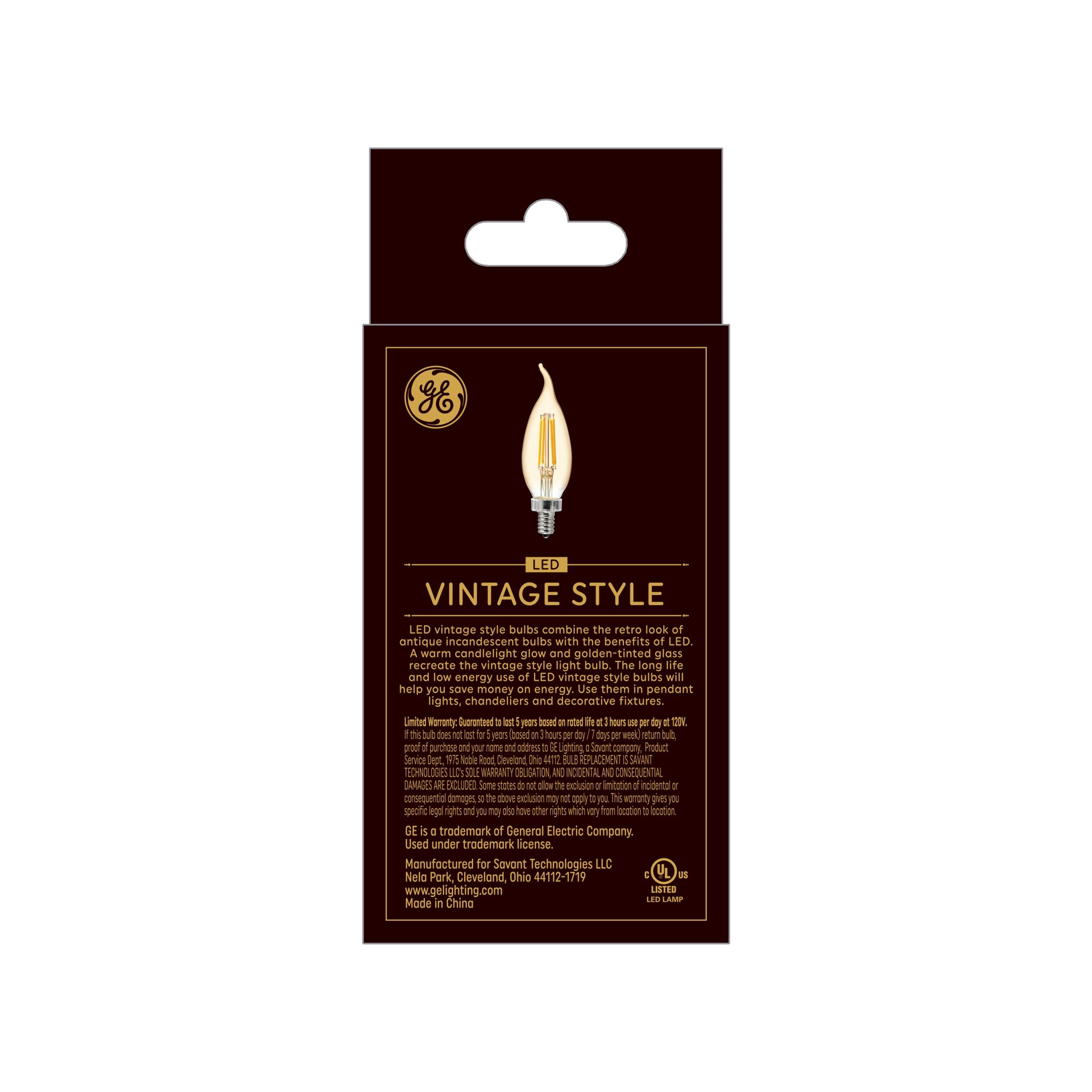 slide 4 of 6, GE 60 -Watt EQ CAC Warm candlelight Candelabra base (E-12) Dimmable LED Decorative Light Bulb 2 -Pack, 1 ct