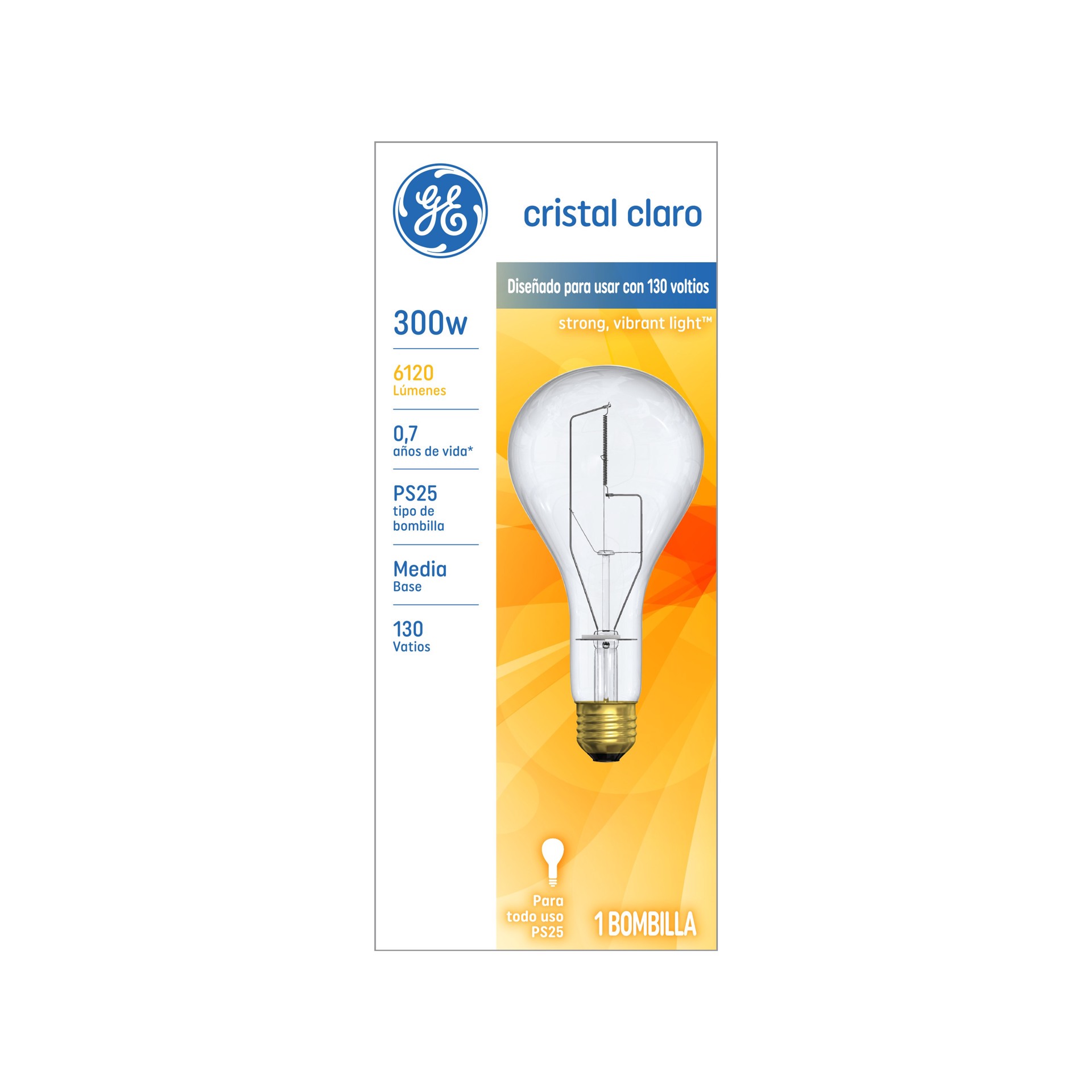 slide 4 of 6, GE 300 -Watt EQ PS30 Soft white Medium base (E-26) Dimmable Incandescent General purpose Light Bulb, 1 ct