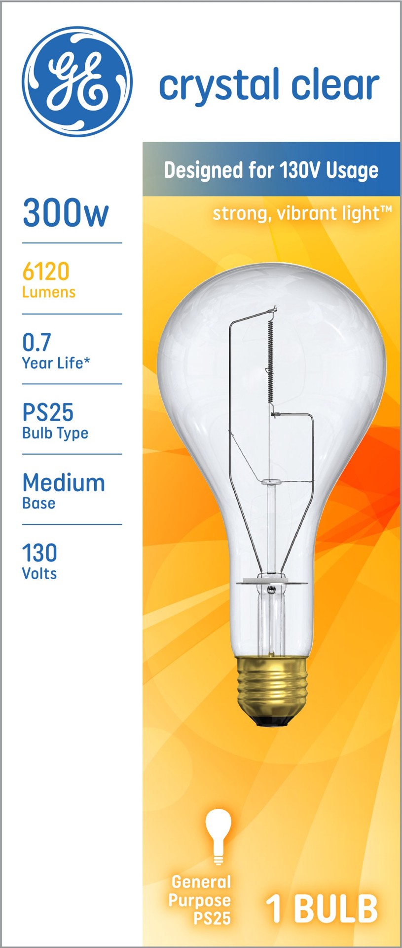 slide 1 of 6, GE 300 -Watt EQ PS30 Soft white Medium base (E-26) Dimmable Incandescent General purpose Light Bulb, 1 ct