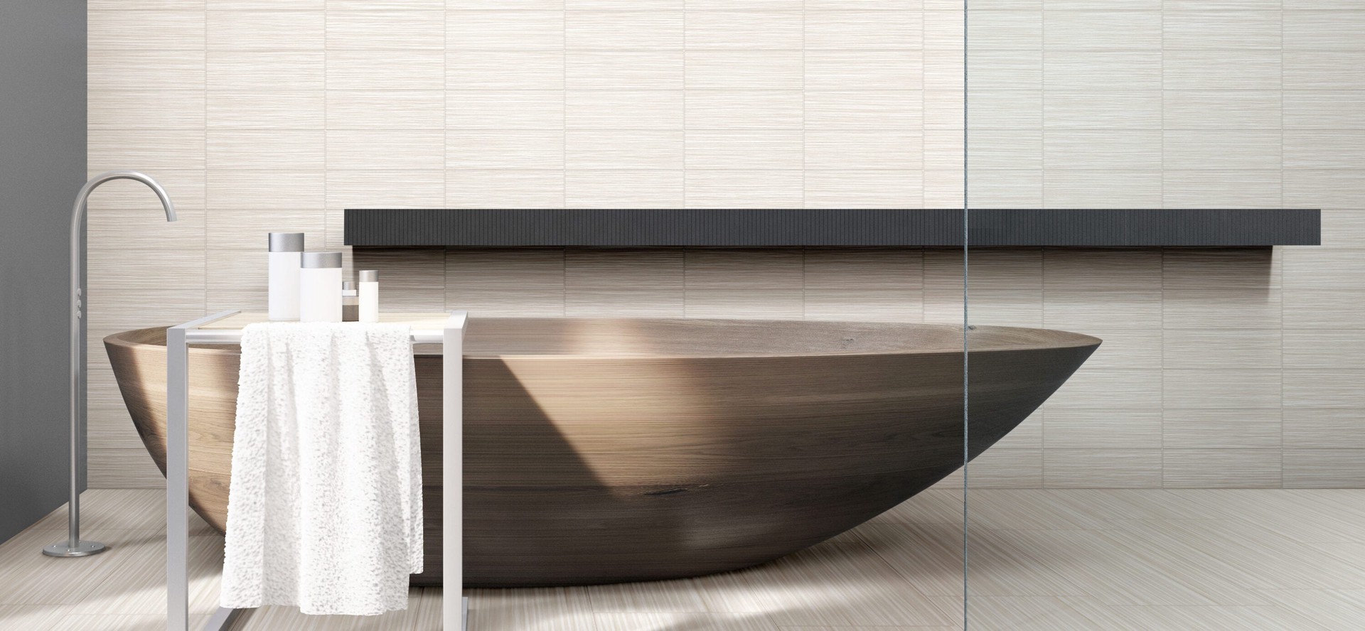 slide 4 of 6, allen + roth Cashmere Linen 4-in x 12-in Glazed Ceramic Floor and Wall Tile ( 0.32-sq ft Piece ), 1 ct