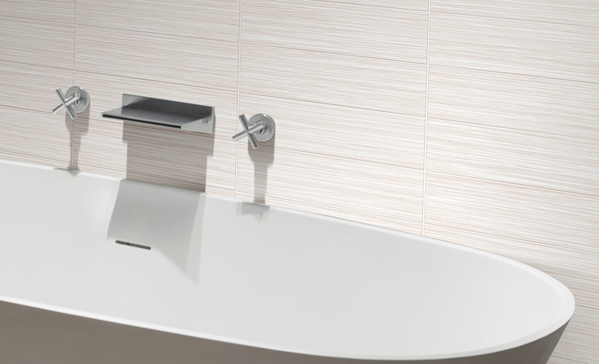 slide 5 of 6, allen + roth Cashmere Linen 4-in x 12-in Glazed Ceramic Floor and Wall Tile ( 0.32-sq ft Piece ), 1 ct