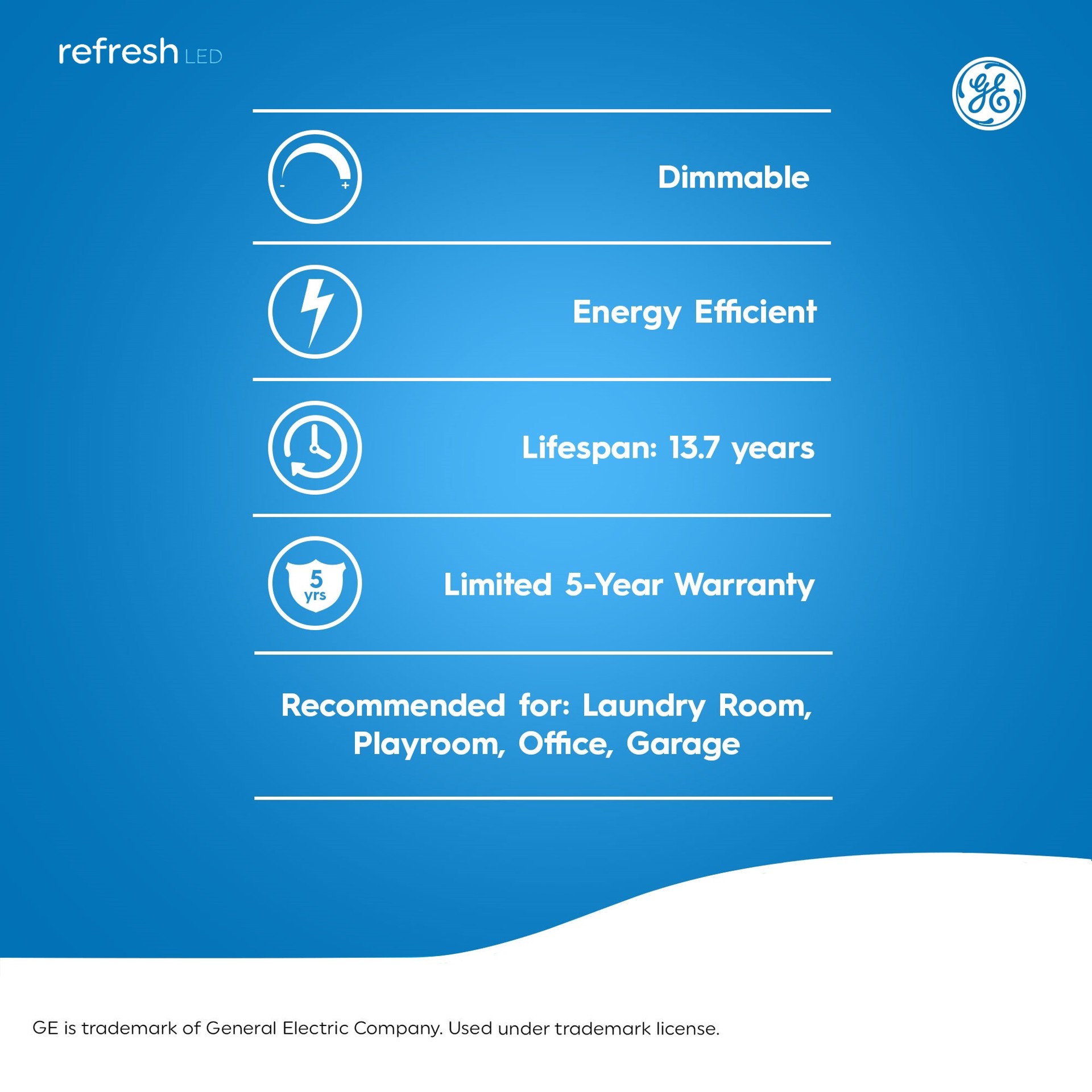slide 6 of 6, GE Refresh HD 40 -Watt EQ A19 Daylight Medium base (E-26) Dimmable LED General purpose Light Bulb 8 -Pack, 1 ct
