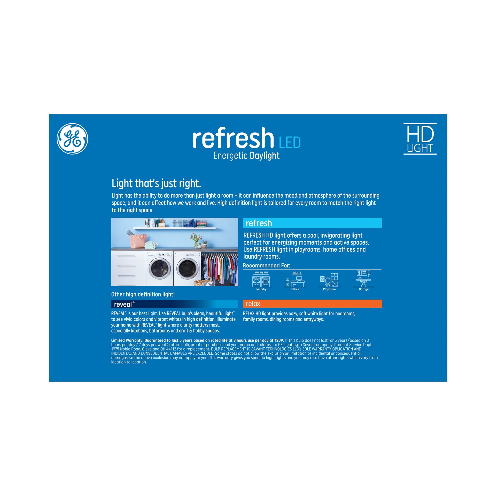 slide 5 of 6, GE Refresh 60.0 -Watt EQ A19 Daylight Medium base (E-26) Dimmable LED General purpose Light Bulb 8 -Pack, 1 ct