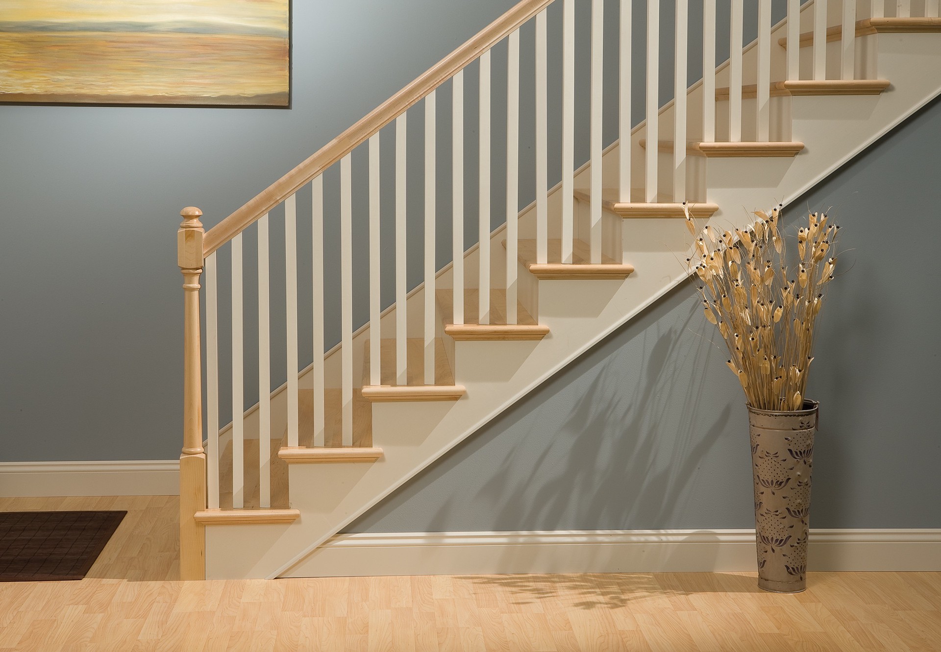 slide 2 of 5, 47-in x 3.0-in Unfinished Red oak Classic Starting Stair Newel Post, 1 ct