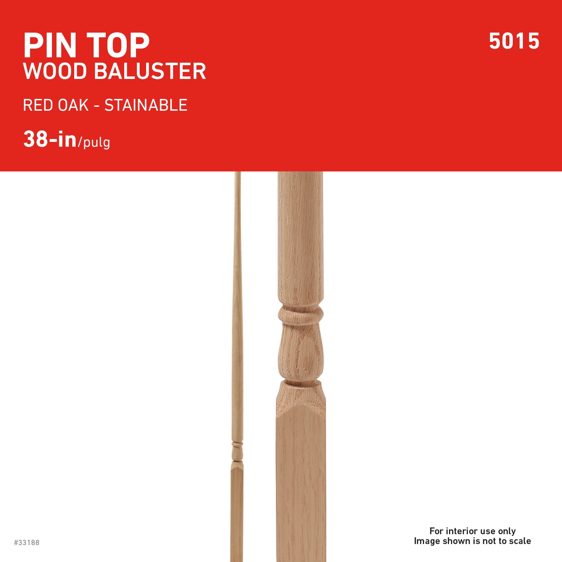 slide 3 of 6, L.J. Smith Stair Systems 34-in x 1.25-in Unfinished Red oak Pin top Flat Tapered Stair Baluster, 1 ct
