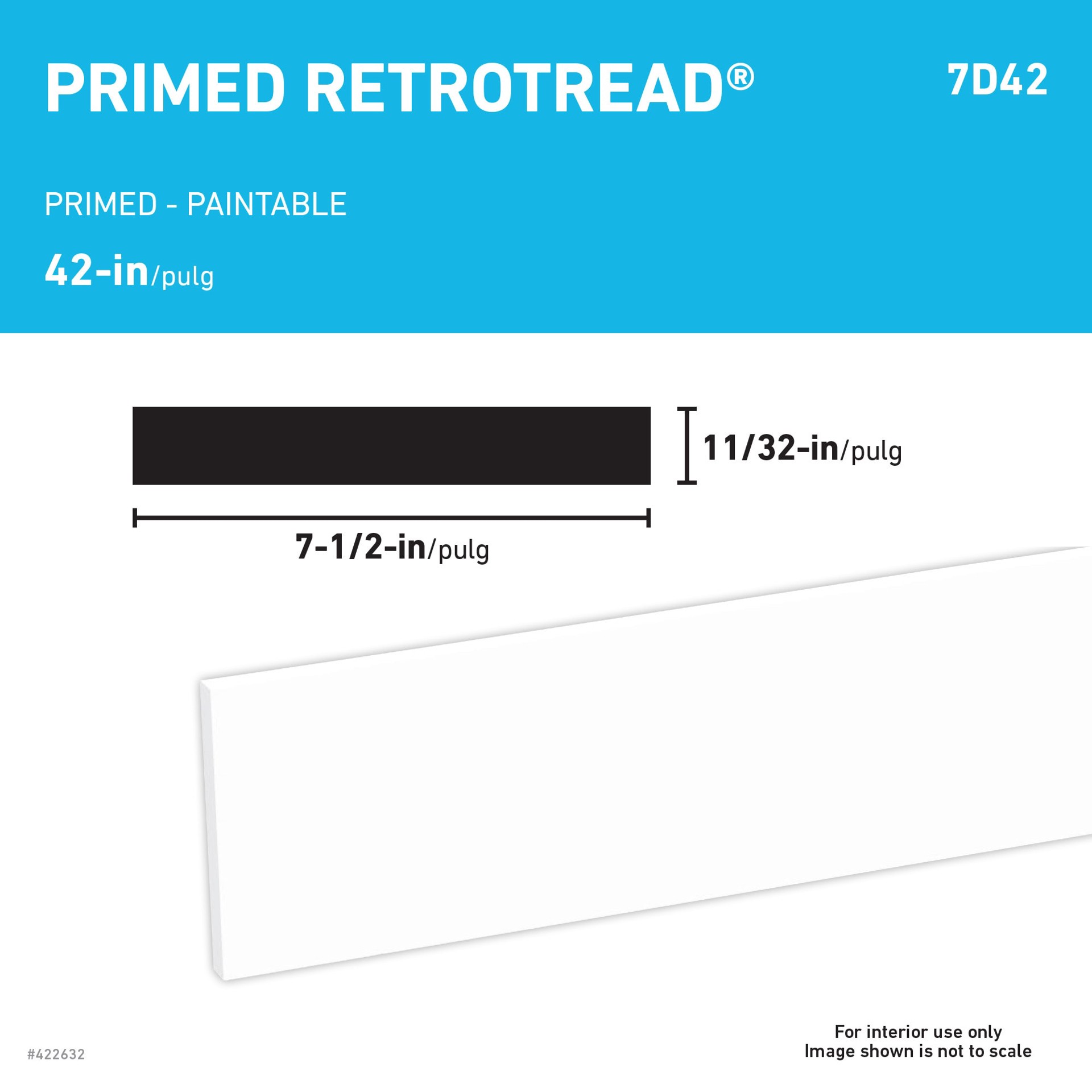 slide 5 of 5, RetroRiser 42-in x 7.5-in x 0.3437-in White Poplar Wood Stair Riser, 1 ct