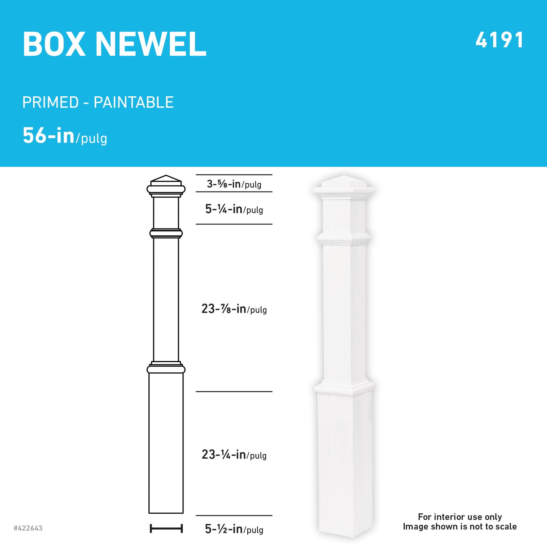 slide 4 of 4, L.J. Smith Stair Systems 56-in x 5.5-in Primed Poplar Craftsman Starting Stair Newel Post, 1 ct