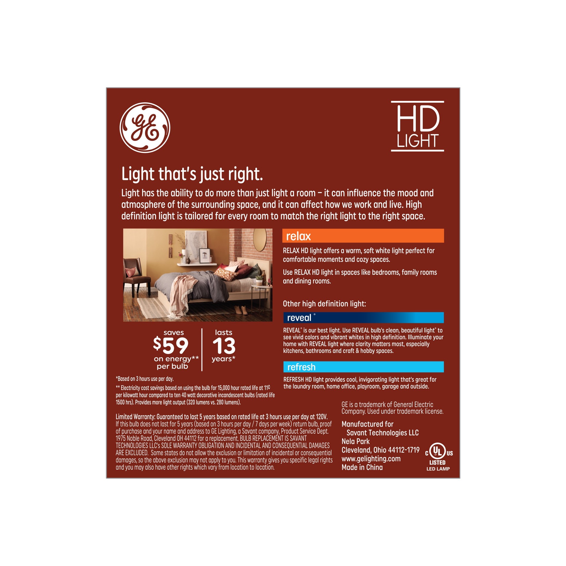 slide 5 of 6, GE Relax HD 40 -Watt EQ CA11 Soft white Candelabra base (E-12) Dimmable LED Decorative Light Bulb 3 -Pack, 1 ct