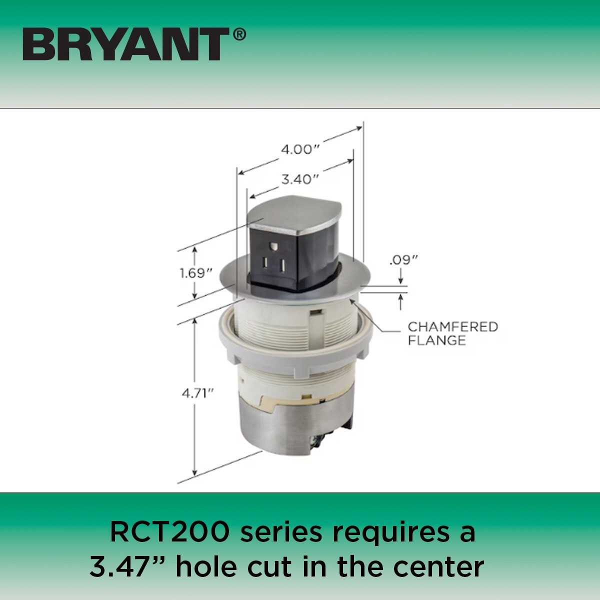 slide 2 of 6, Hubbell Bryant 15A Tri-Power Pop Up Counter Receptacle 15 -Amp 125-volt Tamper Resistant Recessed Pop-Out Residential/Commercial Duplex Outlet , Nickel, 1 ct