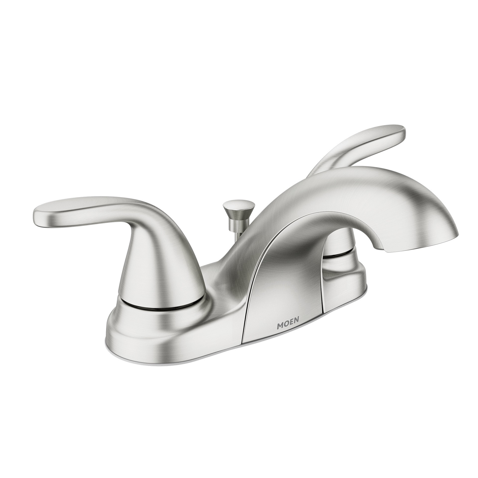 slide 1 of 6, Moen Adler Chrome 4-in centerset 2-handle WaterSense Low-arc Commercial/Residential Handle Bathroom Sink Faucet with Drain, 1 ct