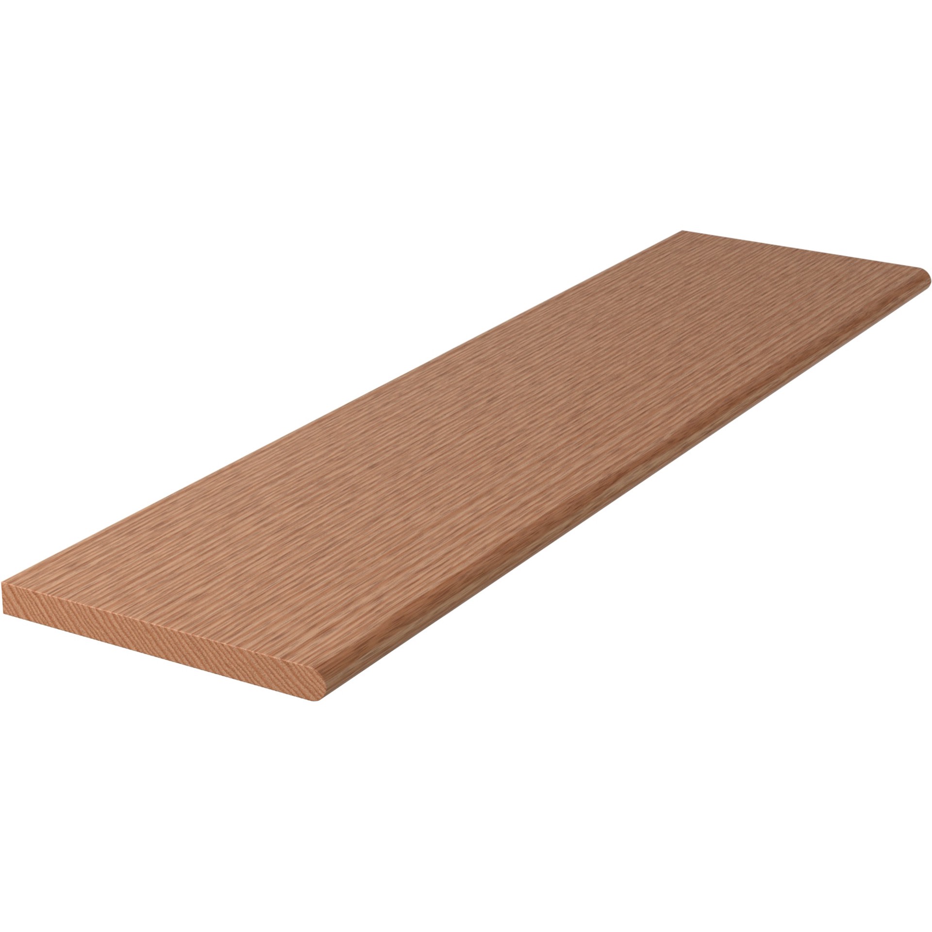 slide 1 of 4, RELIABILT 42.0-in x 11.5-in x 1.03-in Unfinished Red oak No return Bullnose Stair Tread, 1 ct