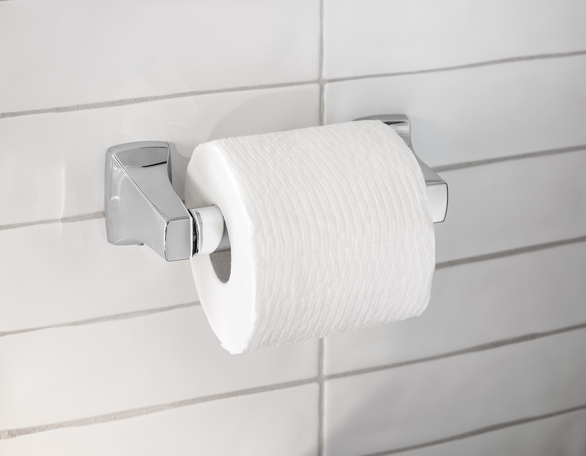 slide 4 of 6, Moen 3 -Piece Adler Chrome Decorative Bathroom Hardware Set Towel Bar, Toilet Paper Holder, Towel Ring Included, 1 ct