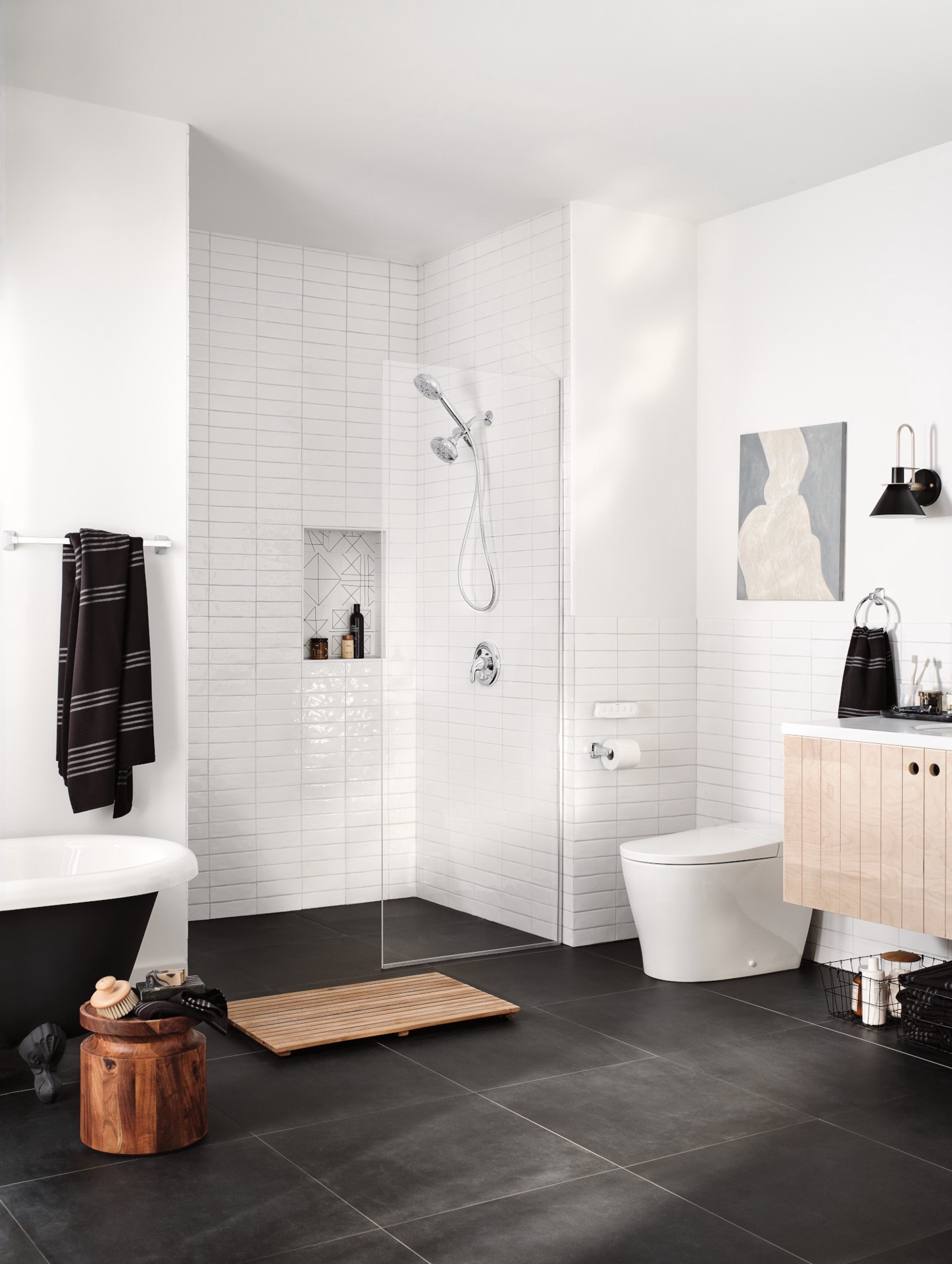 slide 5 of 6, Moen 3 -Piece Adler Chrome Decorative Bathroom Hardware Set Towel Bar, Toilet Paper Holder, Towel Ring Included, 1 ct