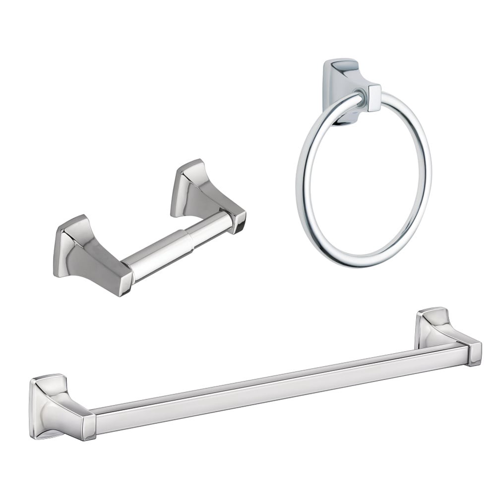 slide 1 of 6, Moen 3 -Piece Adler Chrome Decorative Bathroom Hardware Set Towel Bar, Toilet Paper Holder, Towel Ring Included, 1 ct
