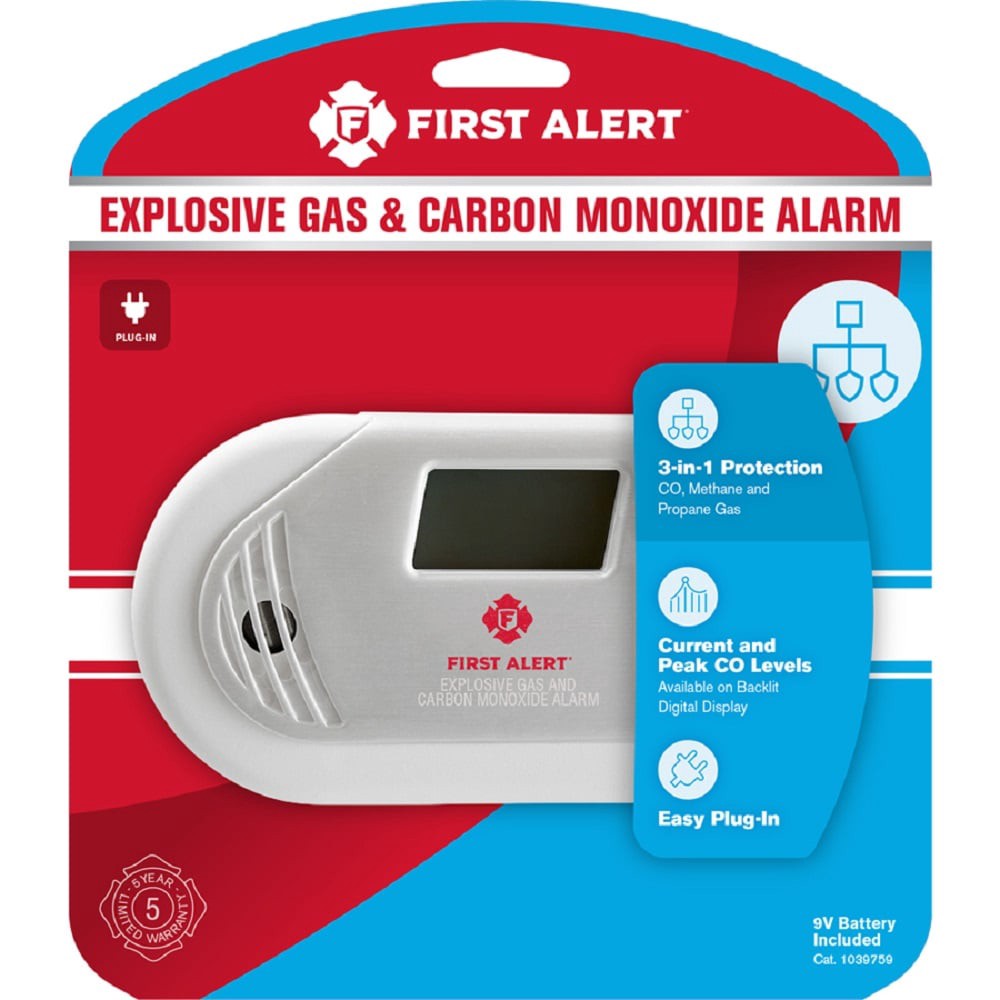 slide 1 of 6, First Alert Plug-in Natural Gas, Propane and Carbon Monoxide Detector, 1 ct