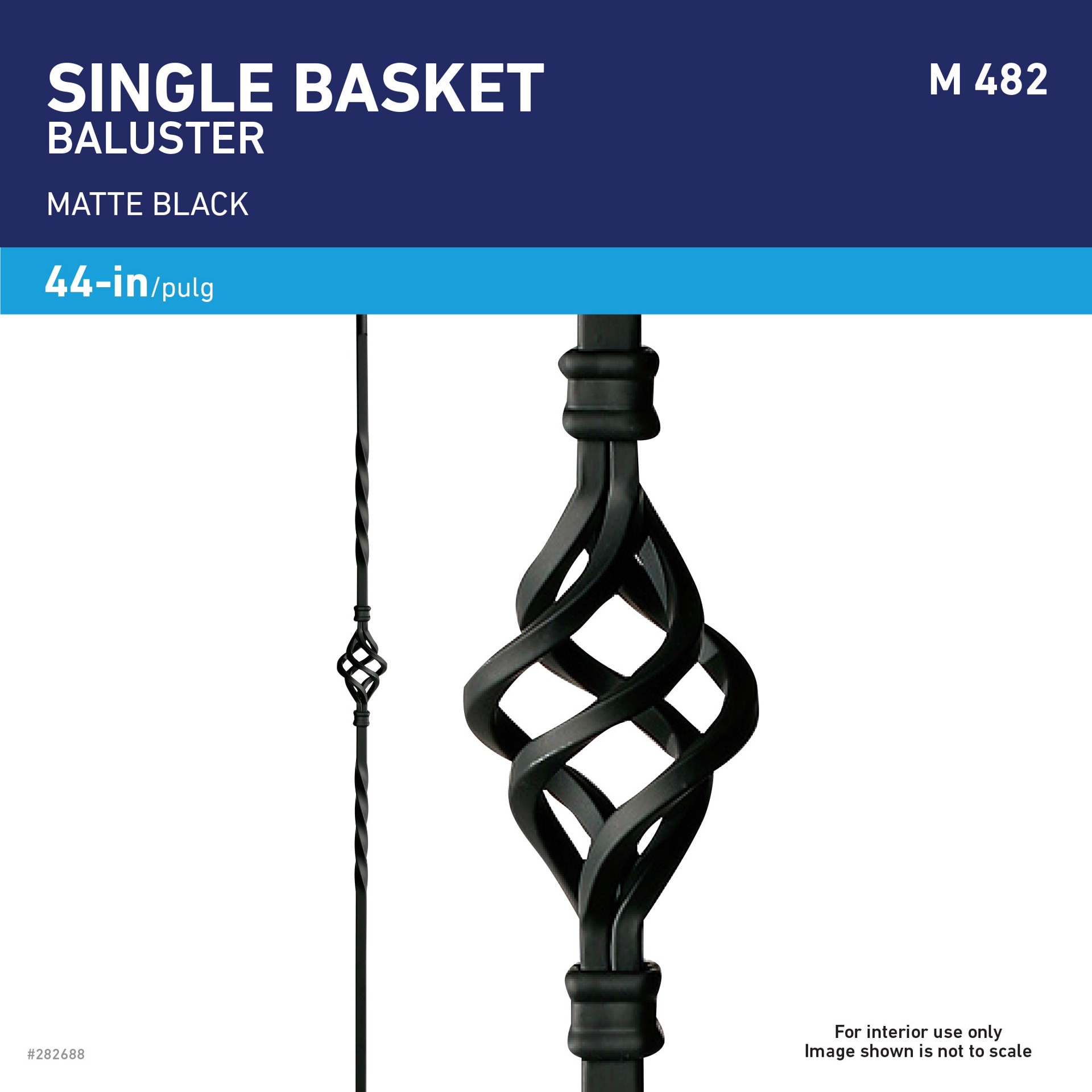 slide 3 of 6, L.J. Smith Stair Systems 44-in x 0.5-in Classic Matte Black Wrought iron Pin top Flat Single twist Stair Baluster, 1 ct