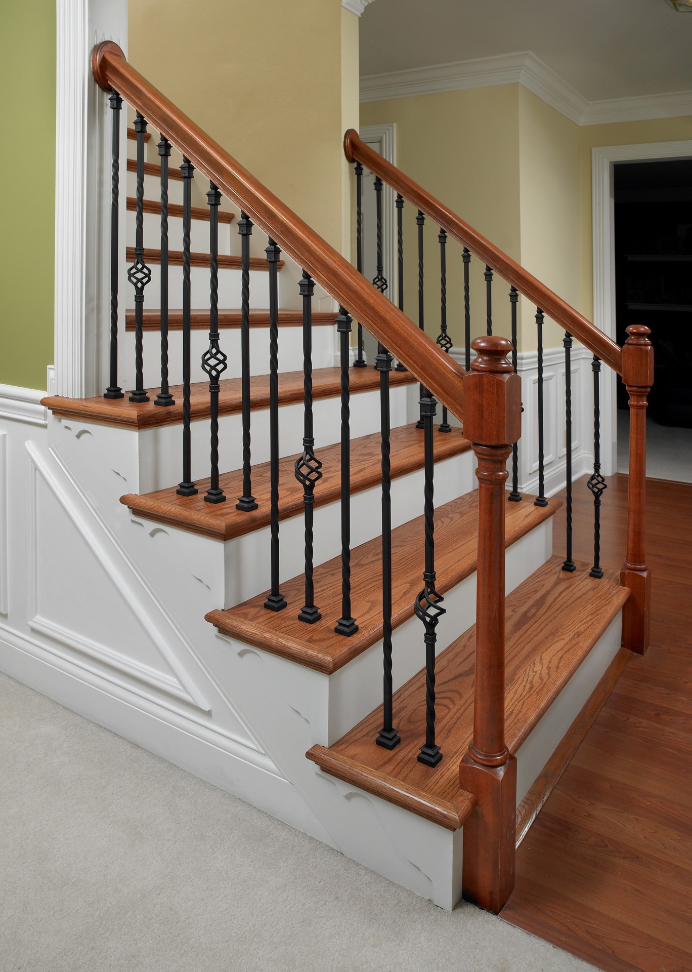 slide 6 of 6, L.J. Smith Stair Systems 44-in x 0.5-in Classic Matte Black Wrought iron Pin top Flat Single twist Stair Baluster, 1 ct