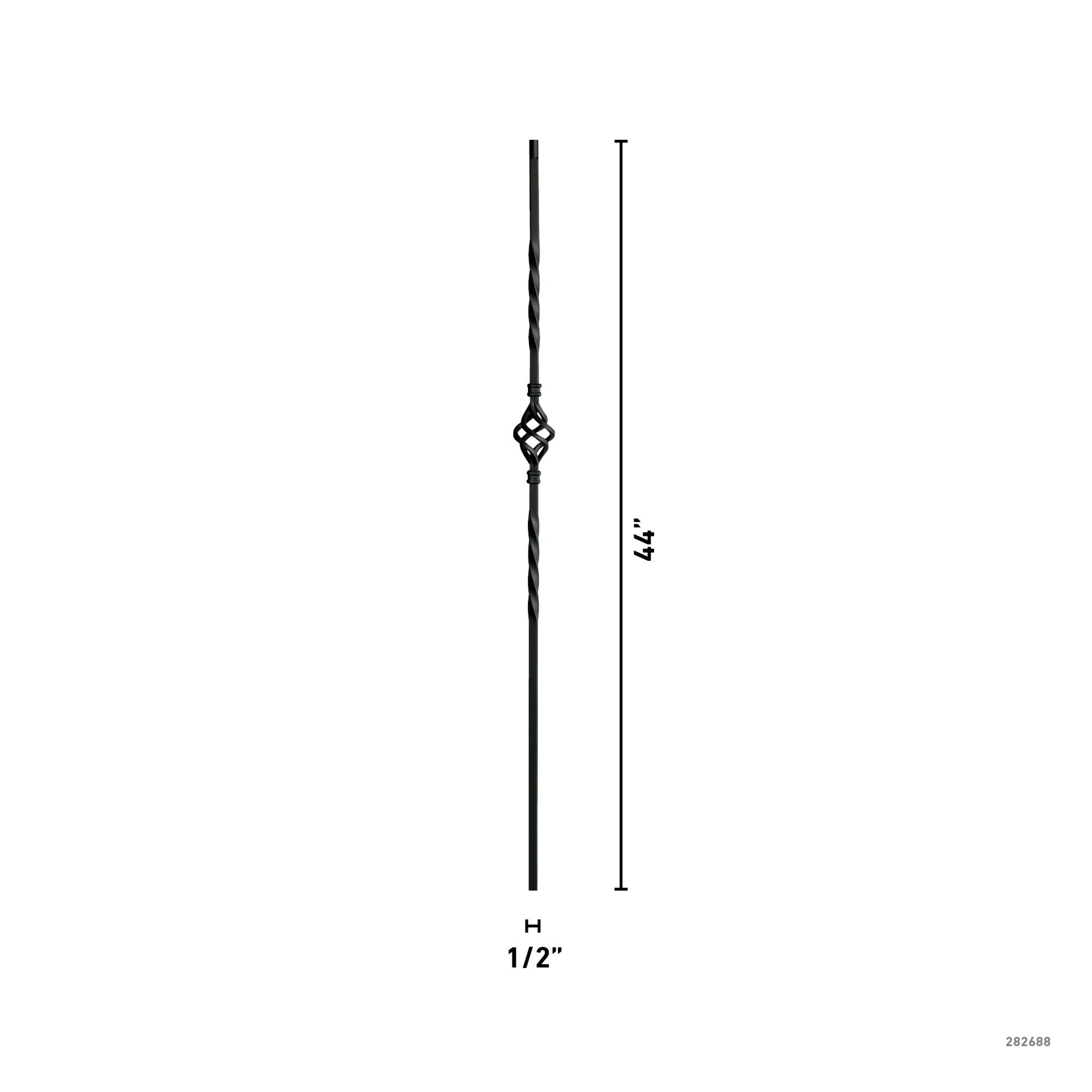 slide 4 of 6, L.J. Smith Stair Systems 44-in x 0.5-in Classic Matte Black Wrought iron Pin top Flat Single twist Stair Baluster, 1 ct